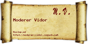 Moderer Vidor névjegykártya